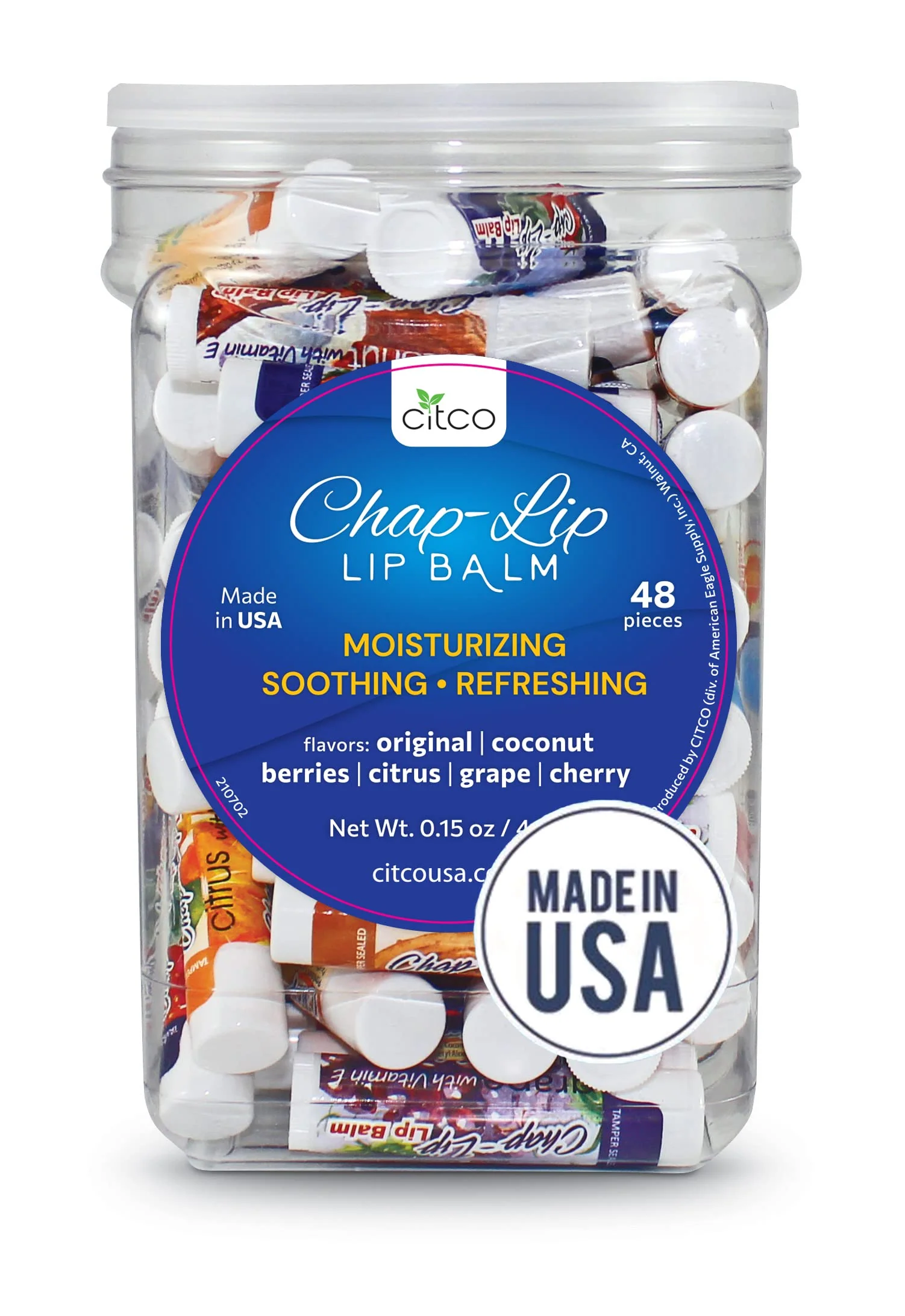 Trusted Chap-Lip Lip Balm Vitamin E with Coconut Oil - Lip Moisturizer Treatment - Moisturizing Soothing Refreshing Total Hydration Treatment Lip Original Design