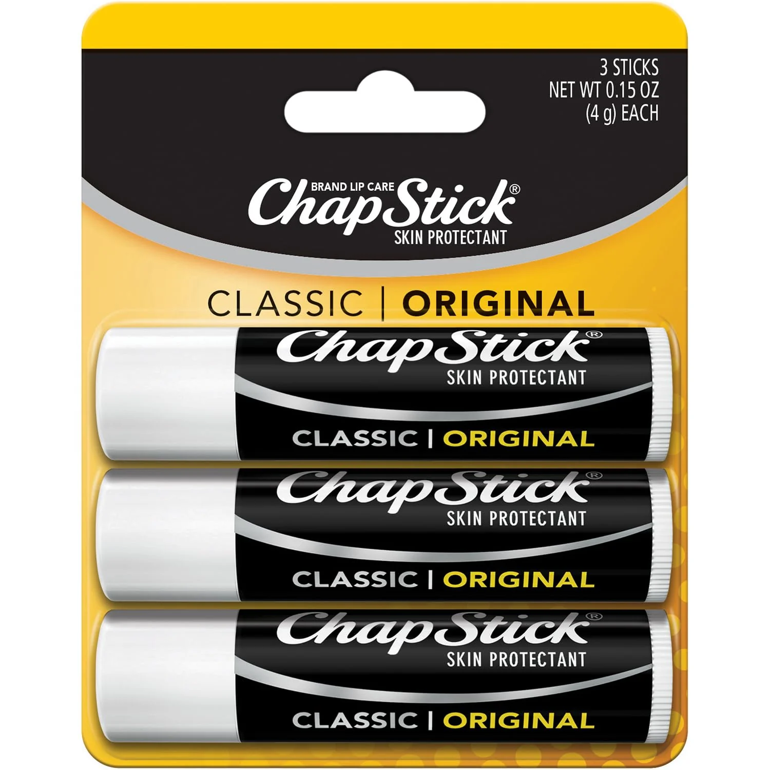 Fine Crafted ChapStick Bulk Lip Balm Classic 3-Pack - Moisturizing Lip Care 0.15 Ea Secure