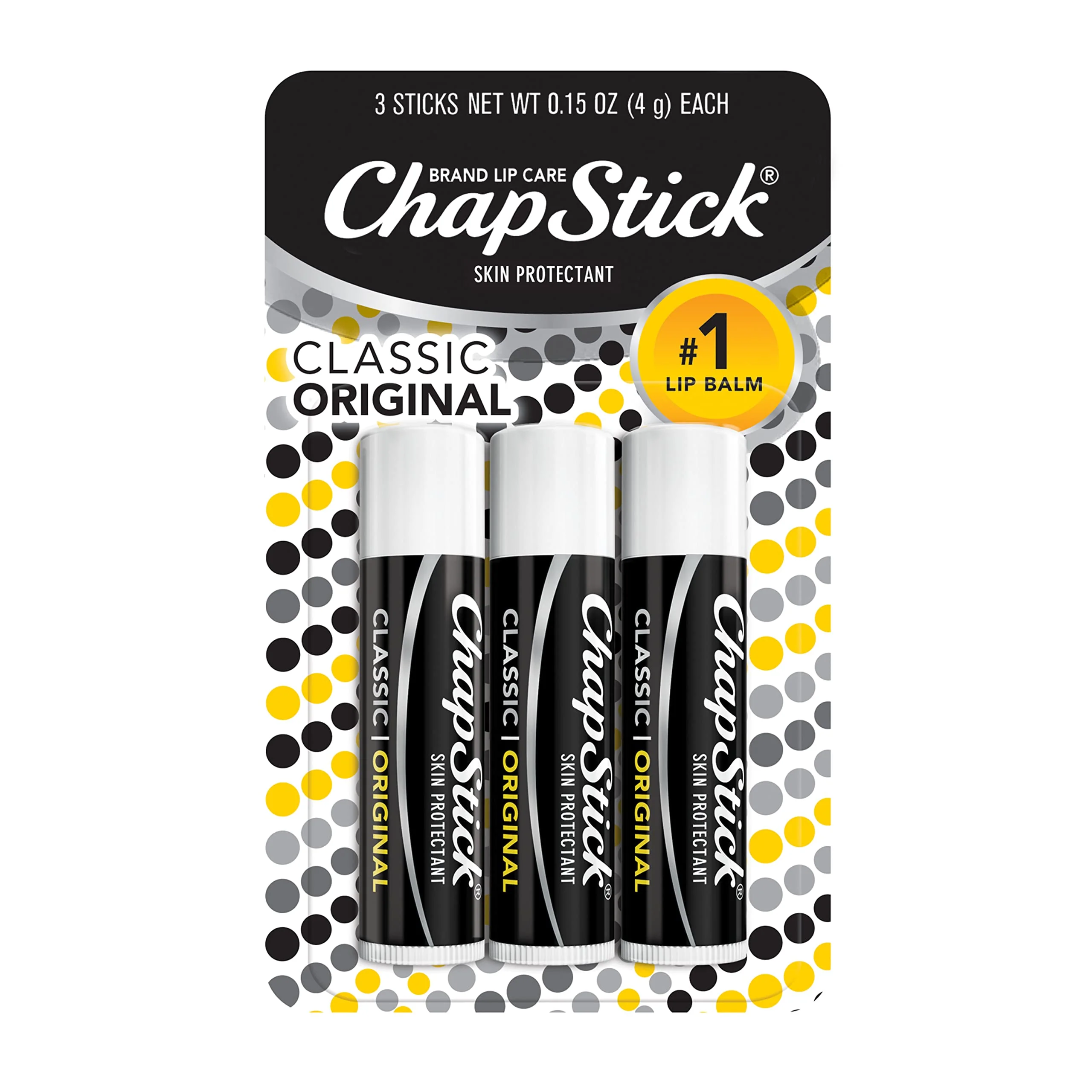 Crafted ChapStick Classic Lip Balm Tubes Lip Care - 0.15 Oz Pack of 3 Green