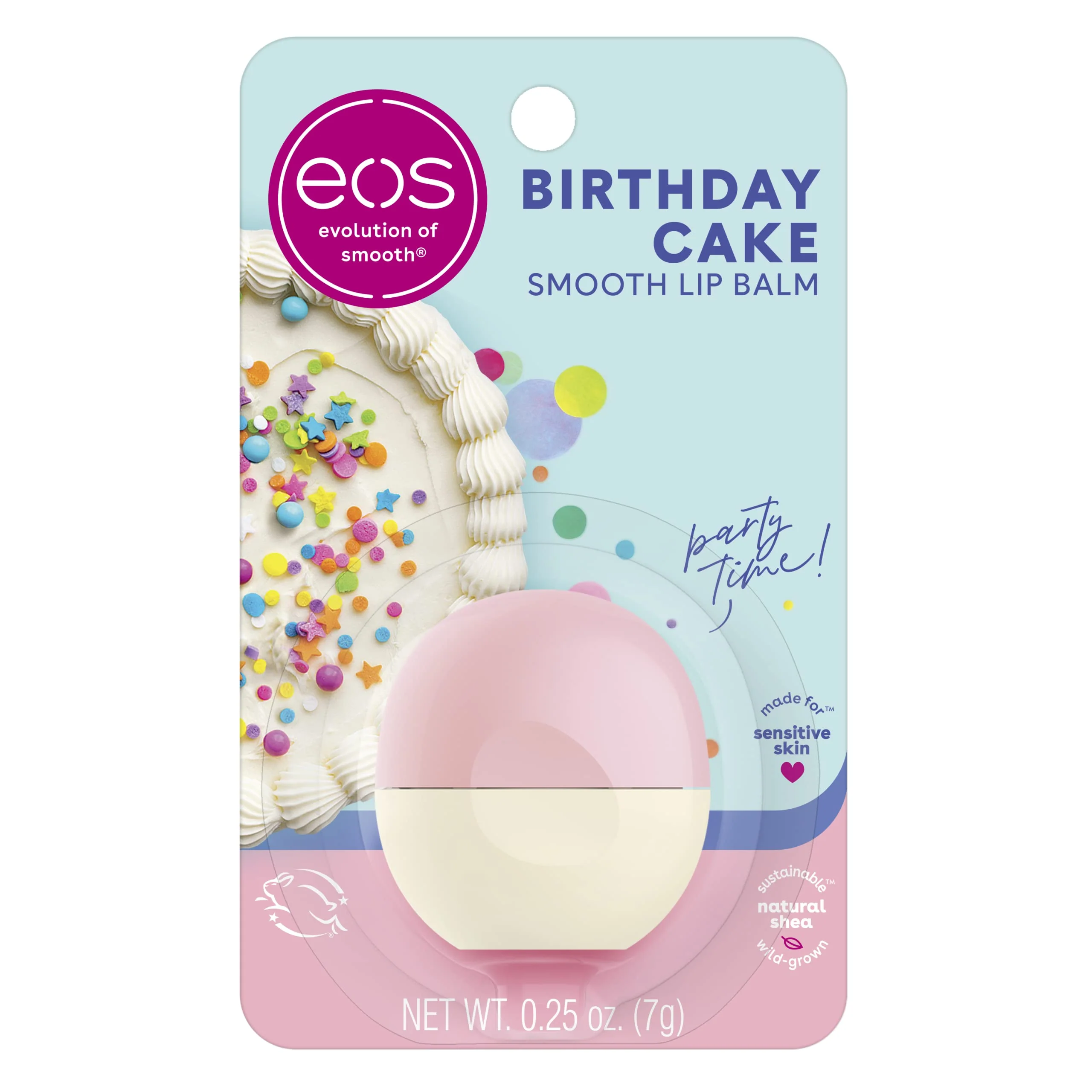 Specialty eos Natural Shea Lip Balm- Birthday Cake All-Day Moisture Lip Care Products 0.25 oz Enhanced