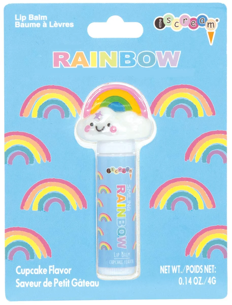 Enhanced iscream Happiest Rainbow and Clouds Shaped Cupcake Scented Lip Balm Organic