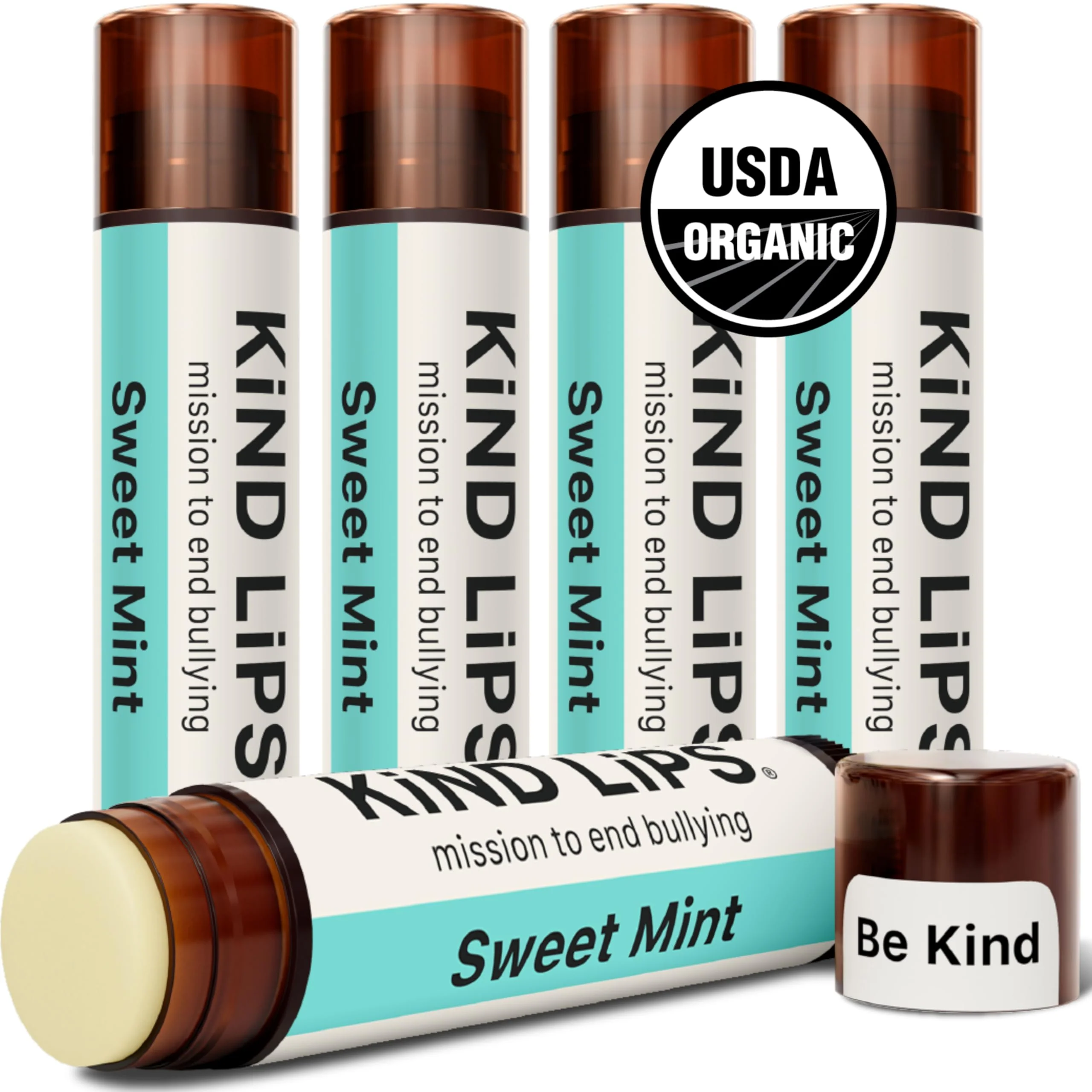 Casual Kind Lips Organic Sweet Mint Lip Balm 5-Pack - Cooling Refreshing Lip Luxury