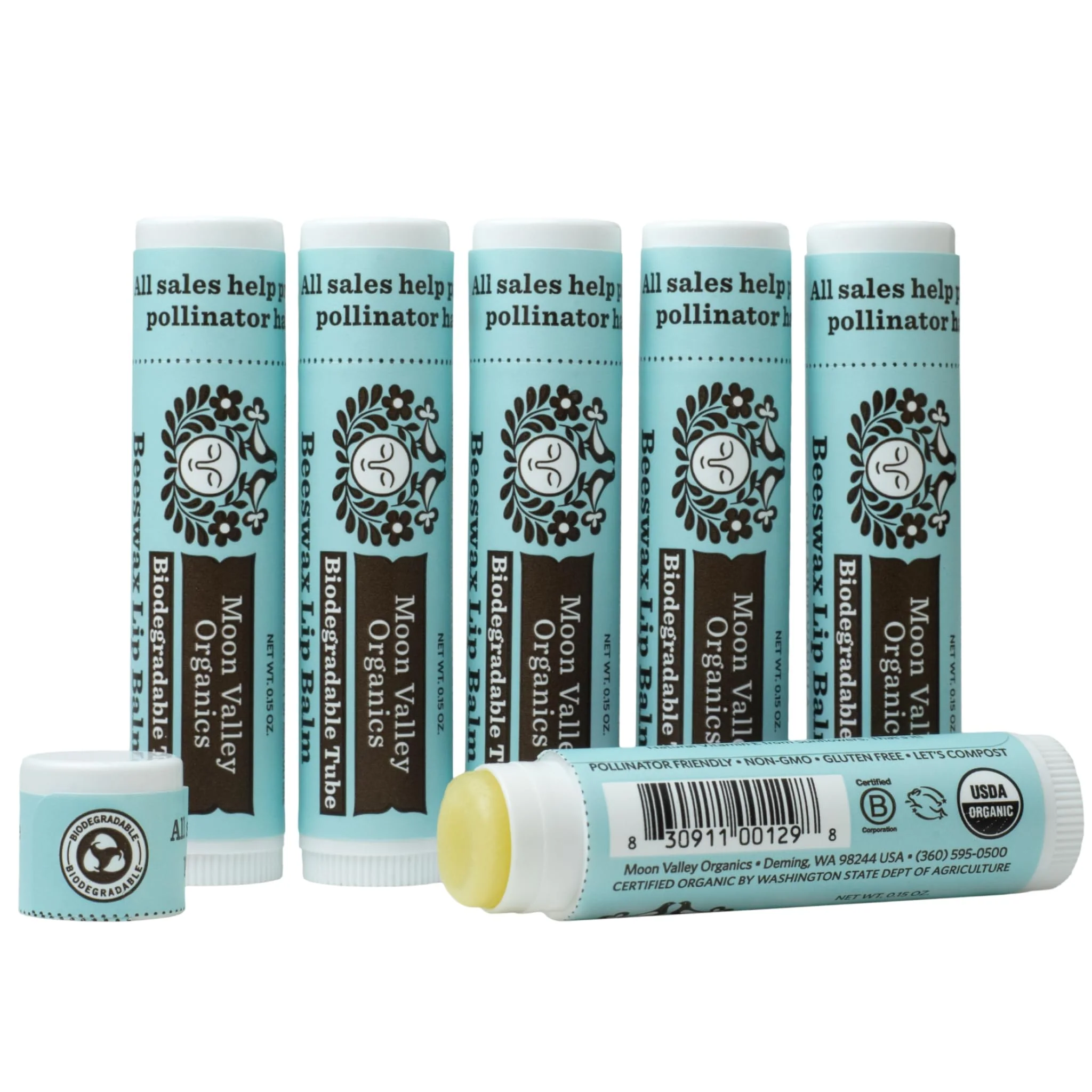 Next-Generation Moon Valley Organics Beeswax Lip Balm for Moisturizing Lips and Cuticles COOL MINT VANILLA 6-Pack Trusted
