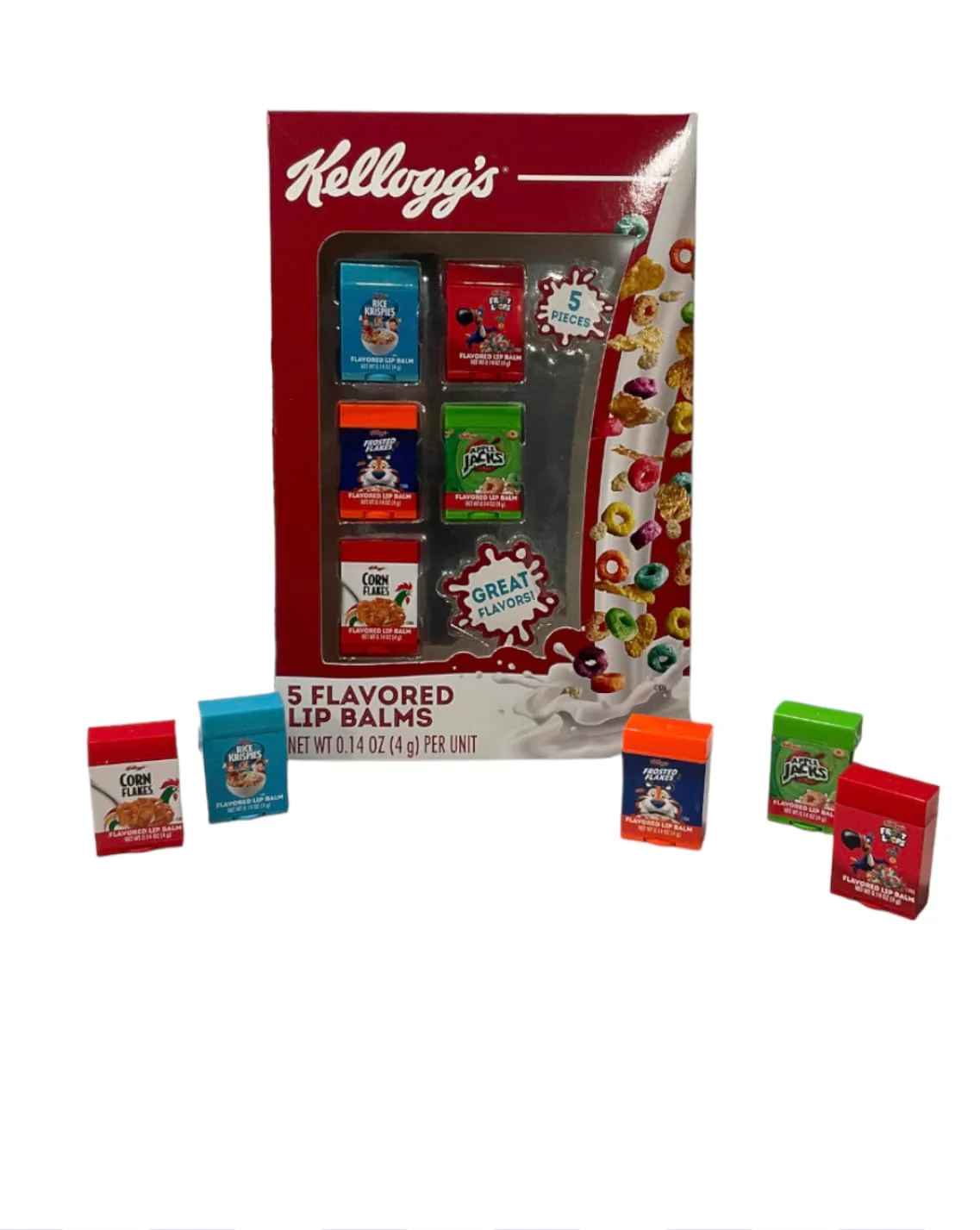 Casual Taste Beauty 5-Piece Kelloggs Ce Flavored Lip Balm Vending Machine Set Cute Ce Box Shaped Balms Includes Corn Flakes Rice Krispies Frosted Lightweight