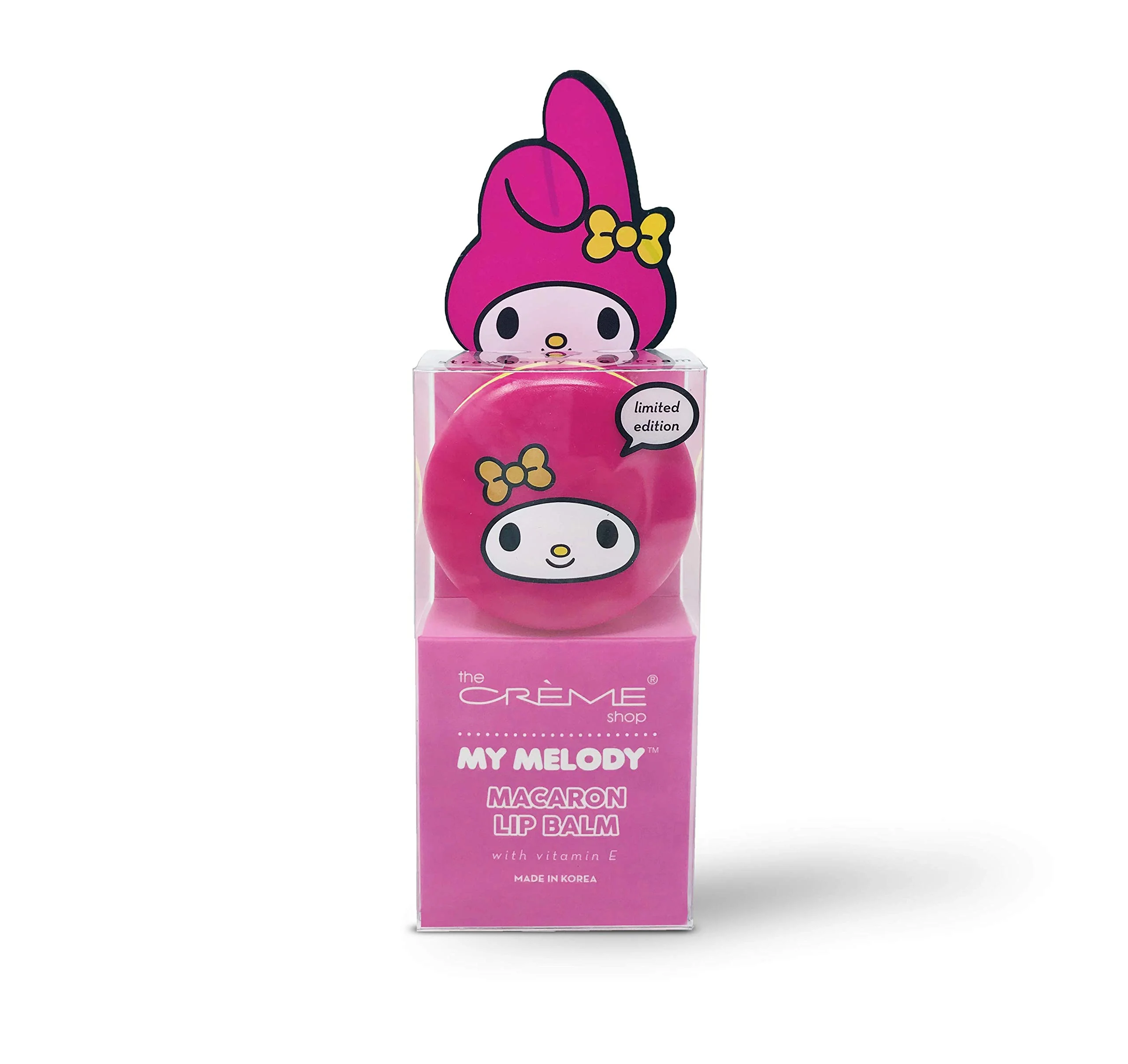 Premium Material The Crème Shop x Sanrio Hello Kitty Macaron Lip Balm My Melody Strawberry Ice Cream Korean Cute Scented Pocket Portable Soothing Advanced Must-Have Detailed