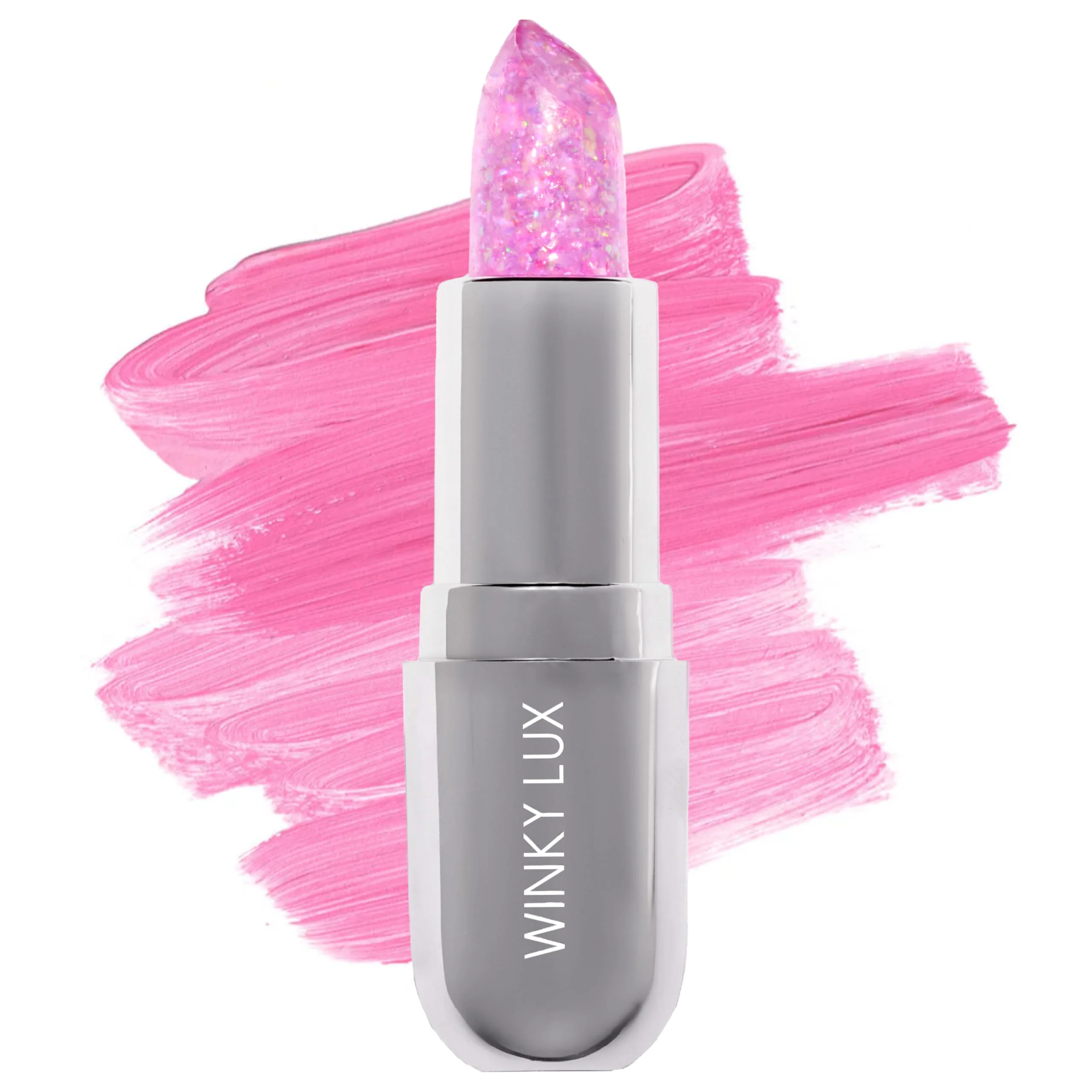 Certified Winky Lux Lavender Glitter Confetti Balm - Hydrating ph Lip Balm Natural Pink Tint with pH Color Changing Moisturize Soften Lips While Leaving Proven