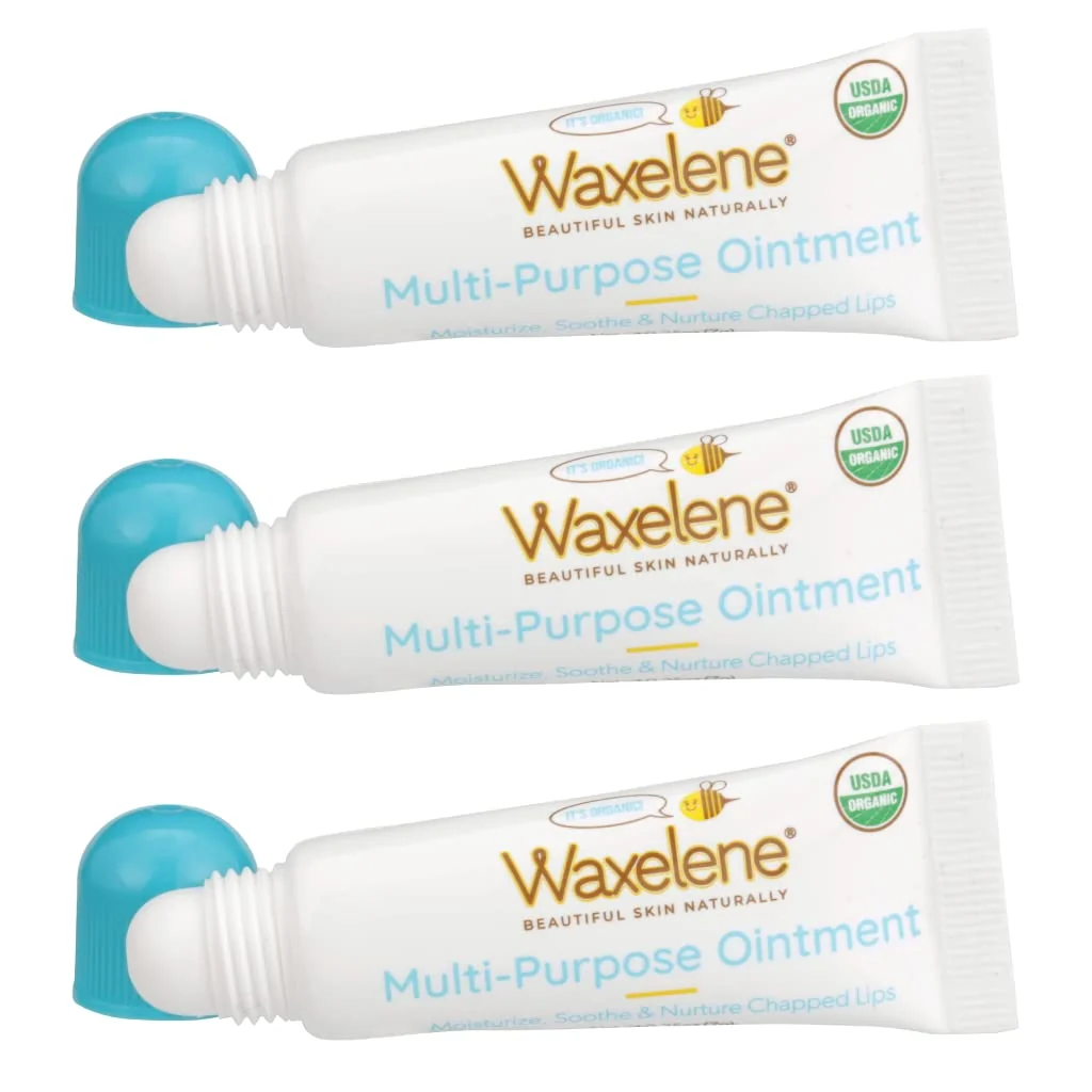 Recyclable Waxelene Lip Tube 3 Piece Lip Balm Ever Organic Calming Multipurpose Ointment Baby Eczema Dry Sensitive Skin Body Hand Face Moisturizer High-End