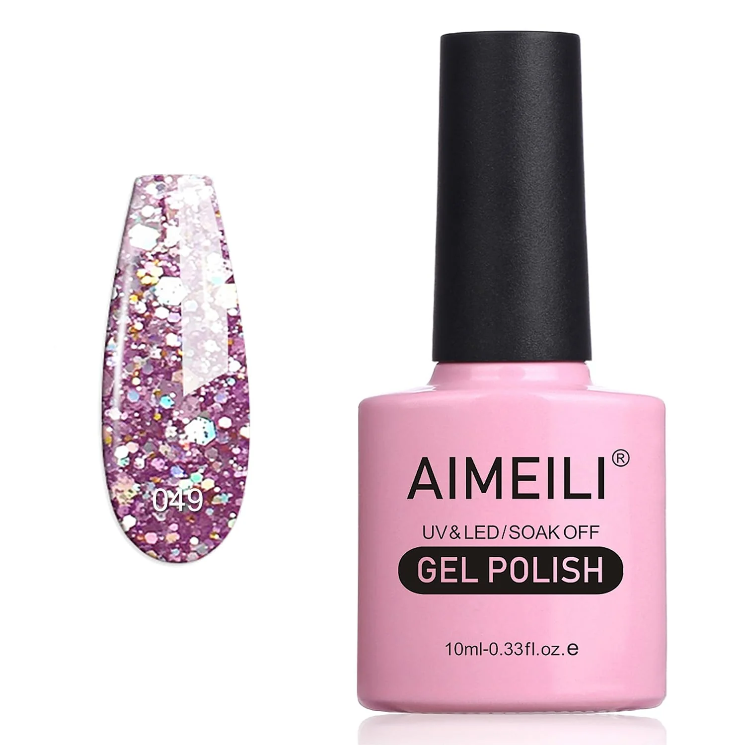 Selected AIMEILI Soak Off U V LED Gel Nail Polish - Princess Glitter 049 10ml Secure