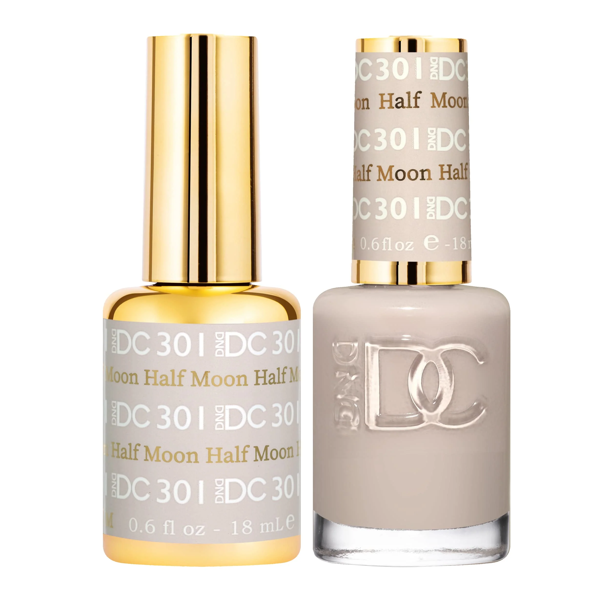 Healthy DND DC Gel Polish Set Grey Collection UV LED Gel Polish and Air Dry Nail Lacquer Matching Chip- Polish Duo 301 Half Moon 0.5 Fl Oz High-End