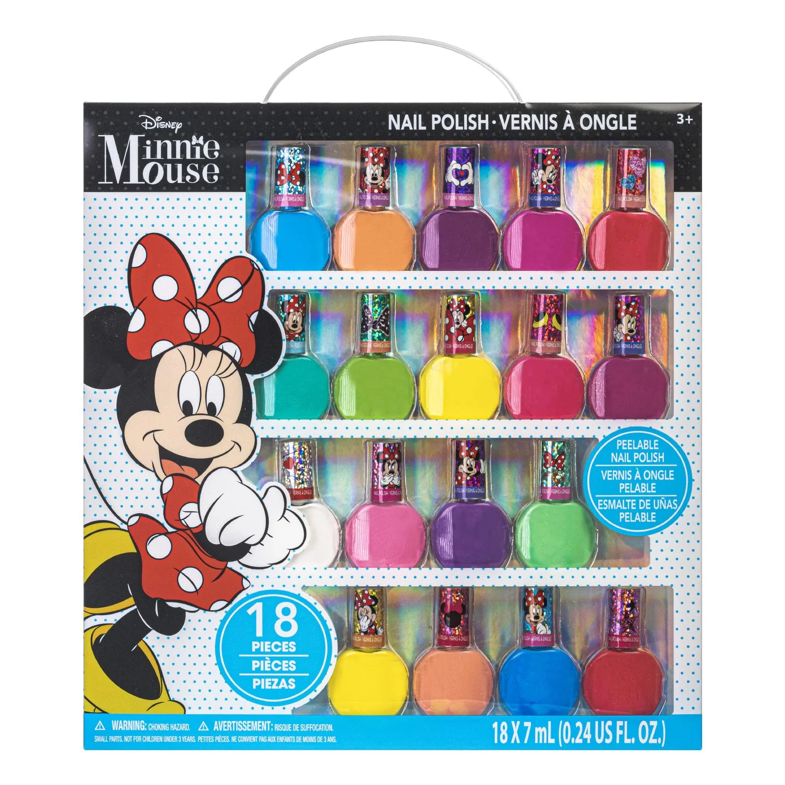 Top-Quality Disney Minnie Mouse - Townley Girl Non-Toxic Peel-Off Nail Polish Set for Girls Glittery and Opaque Colors Ages 18 Pcs for Parties Environmentally Friendly
