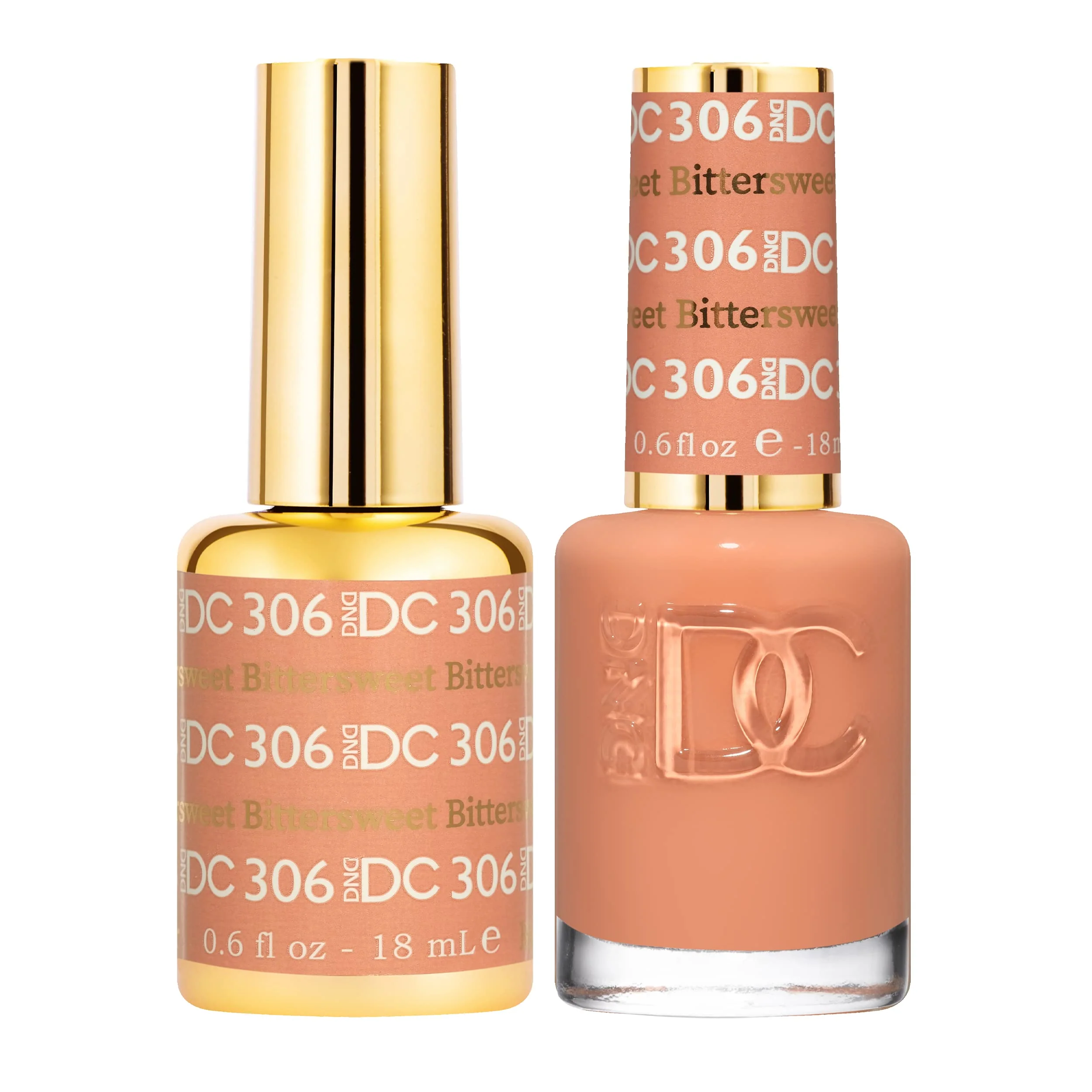 Authentic DND DC Gel Polish Set Beige Nude Collection UV LED Gel Polish and Air Dry Nail Lacquer Matching Chip- Polish Duo 306 Bittersweet 0.5 Fl Oz Elite