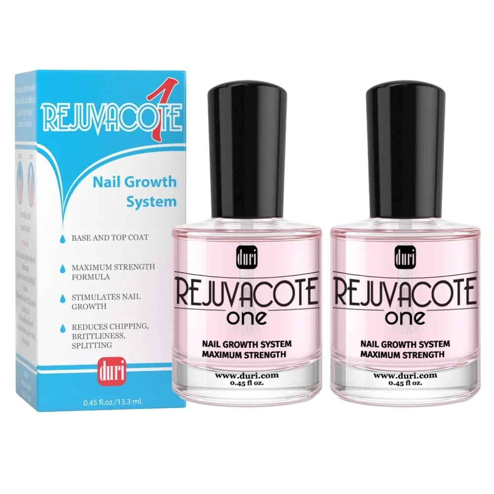 Stylish duri Rejuvacote 1 Nail Growth System - Maximum Strength Formula - Nail Strengthener and Nail Growth - Base and Top Coat - Pack of 2-0.45 fl. Durable