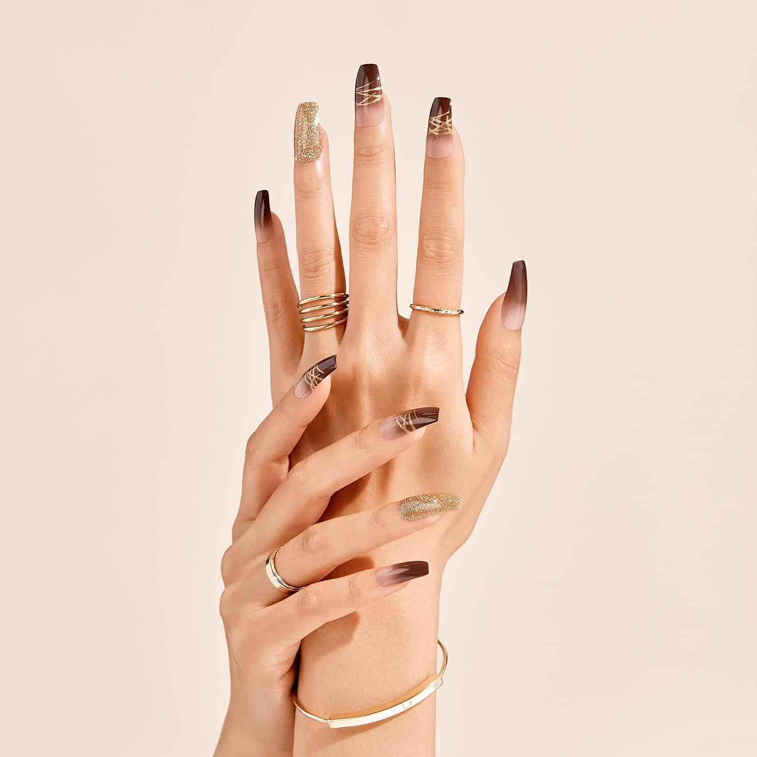 Innovative Gold Finger Gel Glam Design Nail GD18 Solid