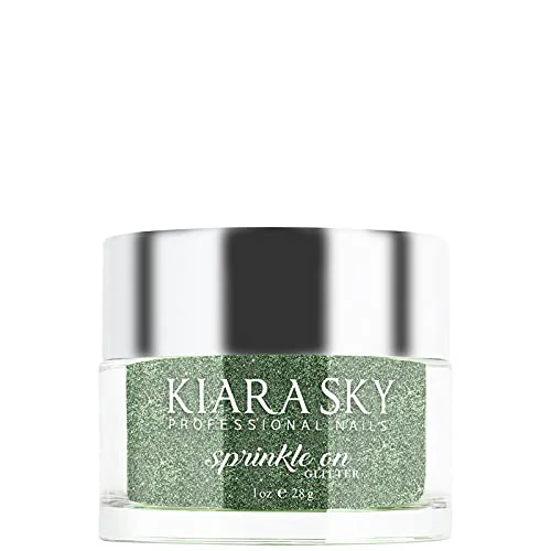 Organic Kiara Sky Nail Art 3D Glitter 1 oz Sprinkle On Collection Mix with Acrylic Gel Polish or dip Powder One in Cha-Million Vivid Green Gold Elegant