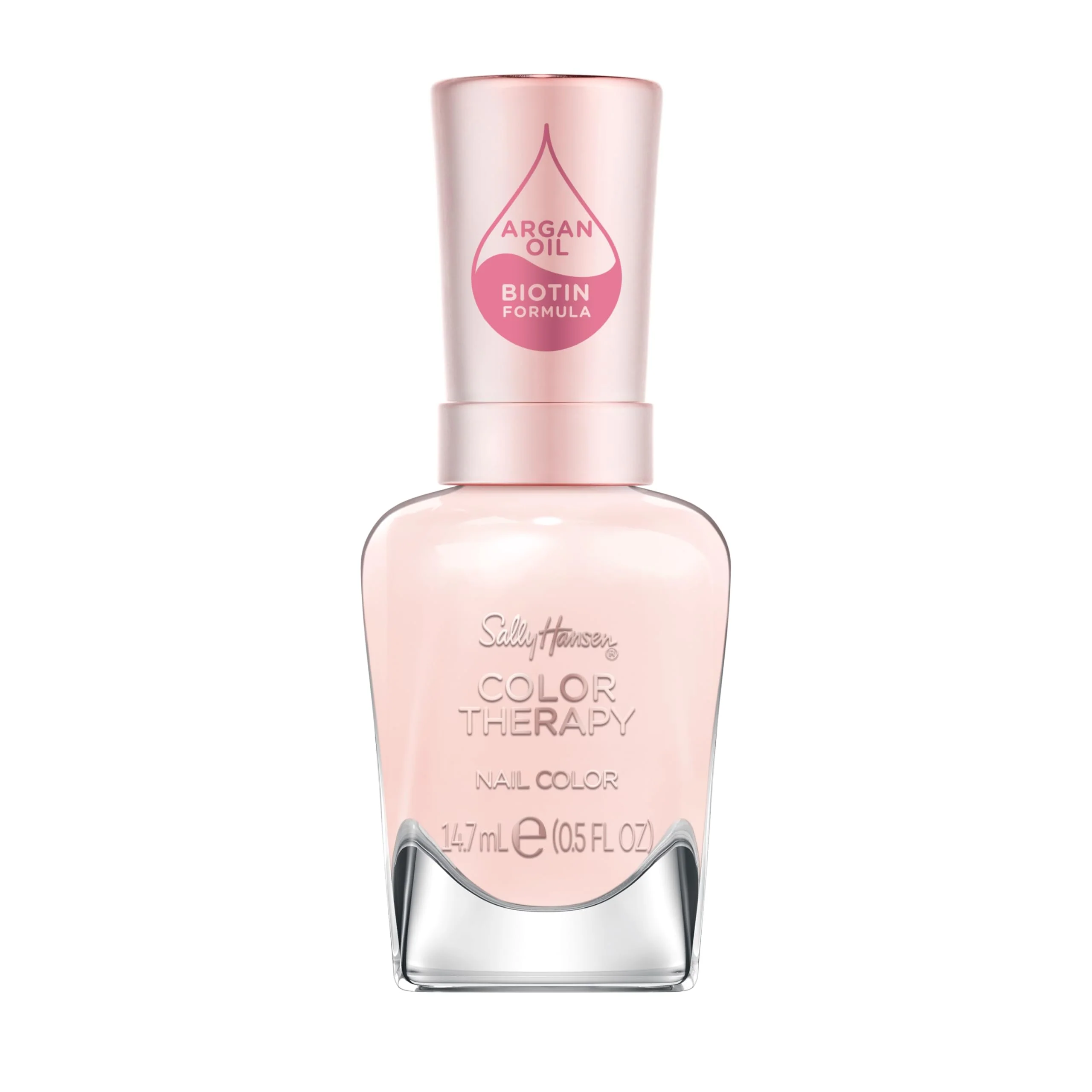 Minimalist Sally Hansen Color Therapy Nail Polish Biotin Argan Oil Long Lasting Healthy Nails Nail Strengthener Sheer 536 My Sheer Light Pink Nail Breathable