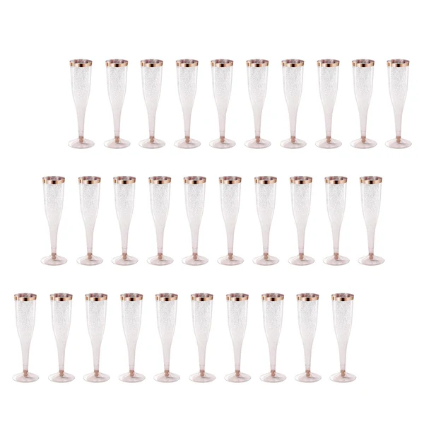 Excellent Maxbell 30 Pack Cups Champagne Flutes Disposable Plastic for Events Party Supplies Rose Gold Quality