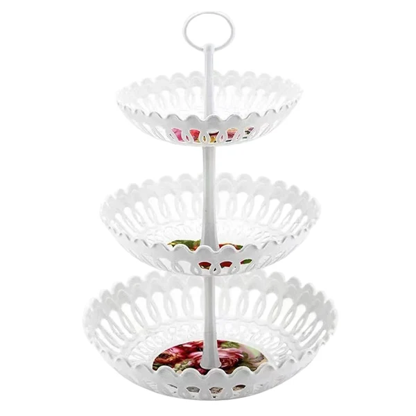 Exclusive Maxbell Plastic Fruit Plate Cookie Tray Dried Fruit Basket for Wedding Home Decor Three layers Reliable
