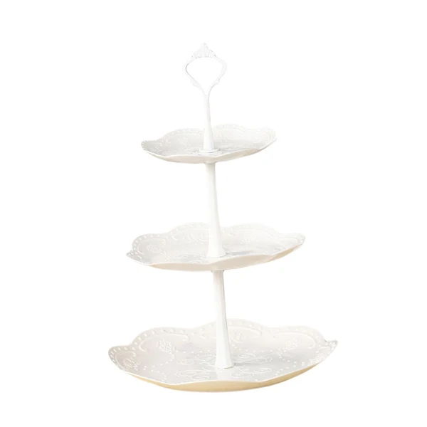 Minimalist Maxbell Storage Tray Dessert Tower 3 Layer Cupcake Dessert Candy Dish for Dresser white 33cm Premium