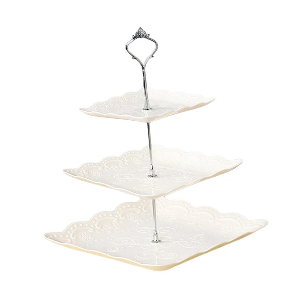 Exceptional Maxbell Storage Tray Dessert Tower 3 Layer Cupcake Dessert Candy Dish for Dresser silver 37cm Classic