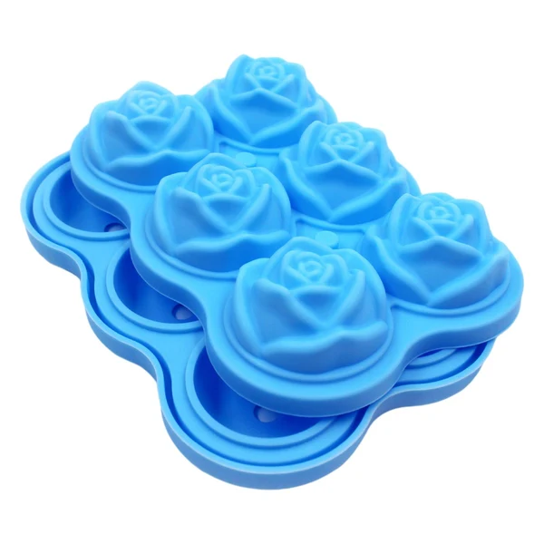 Responsible Maxbell Rose Shape Ice Block Mold Whisky Wine Cool Down Ice Maker 6 grid blue Reusable