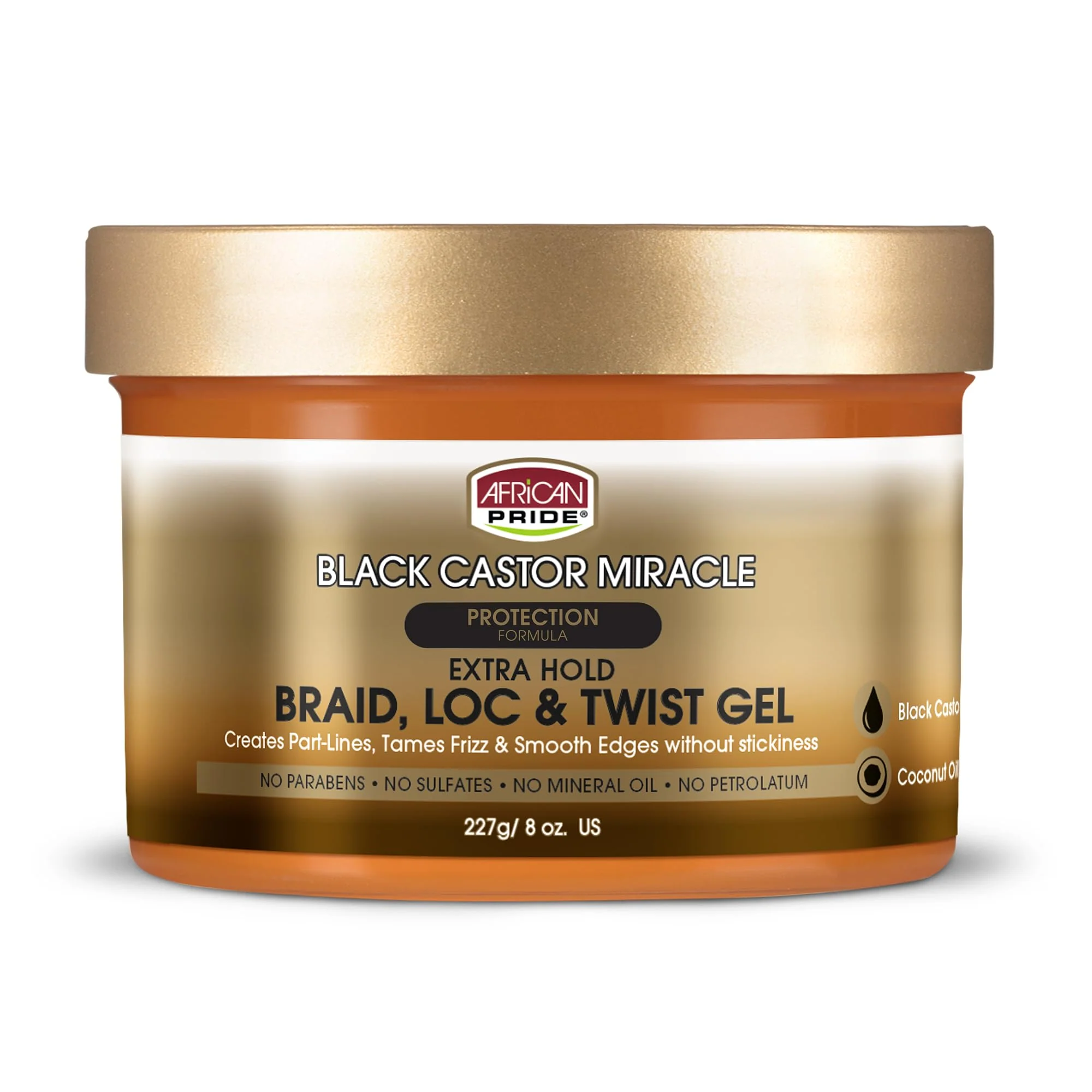 Efficient African Pride Black Castor Extra Hold Braid Loc Twist Gel - Extreme Hold Braiding Hair Gel Edge Control Tames Frizz No Flake Natural Superior