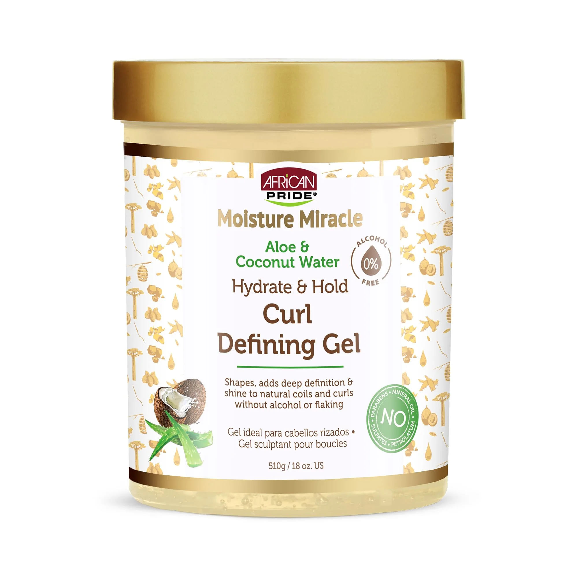 Authentic African Pride Moisture Hydrate Hold Curl Defining Gel for Curly Coily Hair Controls Frizz Hydrates Defines Coils Curls No Flakes Clean