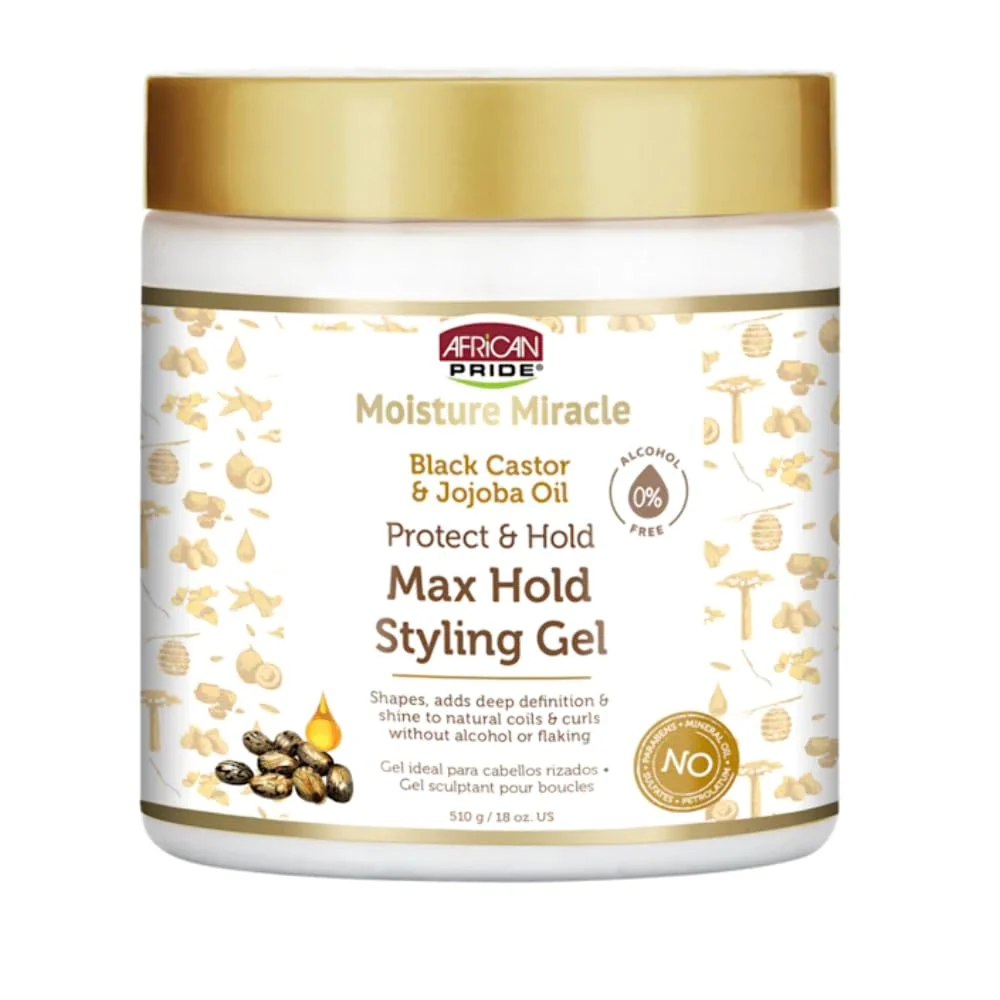 First-Class African Pride Moisture Max Hold Styling Gel with Black Castor Oil Jojoba Oil - 18 fl oz Pack of 2 Sustainable
