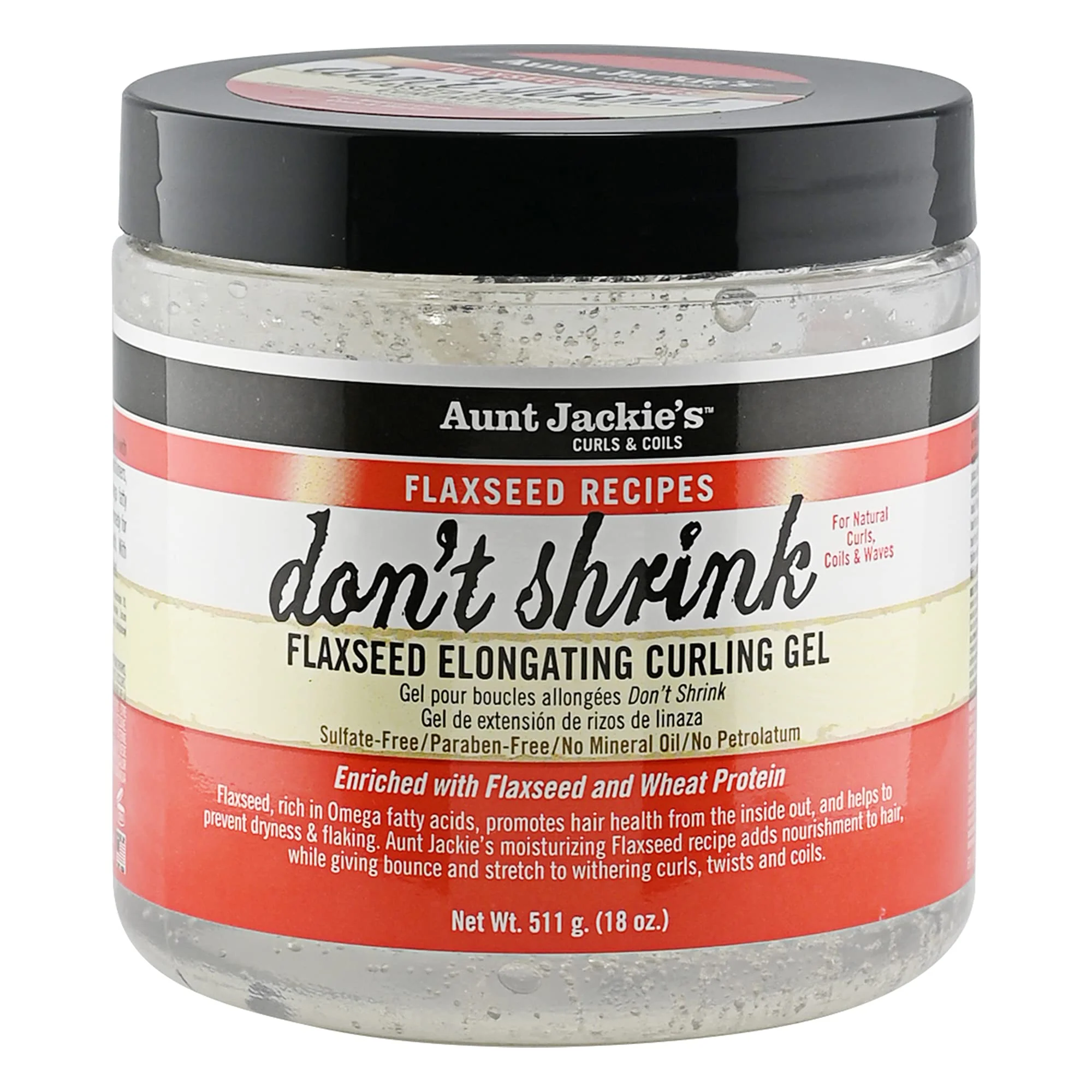 Convenient Aunt Jackie's Flaxseed Recipes Don't Shrink Elongating Hair Curling Gel for Natural Curls Coils and Waves Helps Prevent Dryness and Flaking 18 oz Green