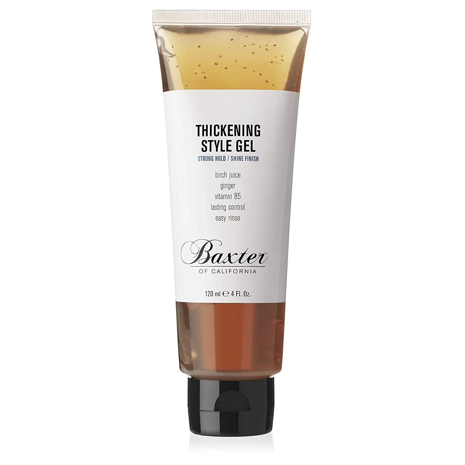 Powerful Baxter of California Thickening Style Gel for Men - Strong Hold and Shine Finish - Lasting Control Easy Rinse - Birch Juice Ginger Vitamin B5 - 4 Casual