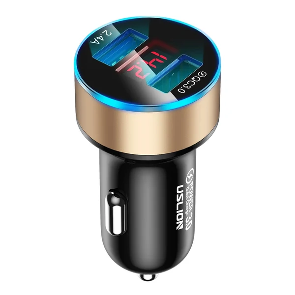 Refined Maxbell 3A Mini Dual USB Phone Car Charger Adapter Quick Charge Golden User-Friendly