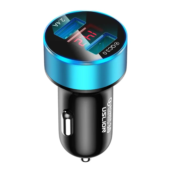 Trendy Maxbell 3A Mini Dual USB Phone Car Charger Adapter Quick Charge Blue Natural