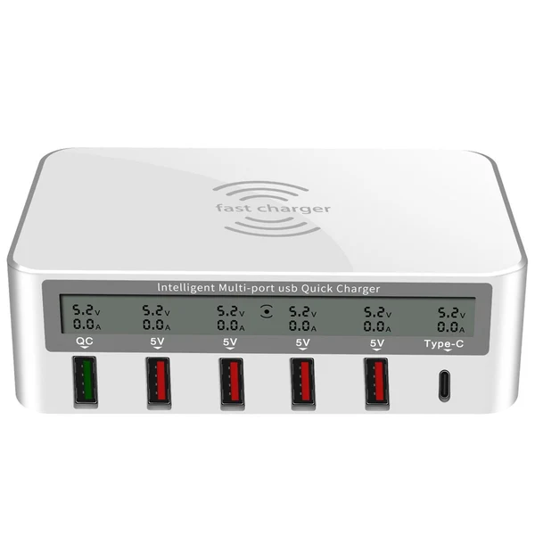Easy-to-Use Maxbell USB-C Qi Wireless 5 USB QC 3.0 Fast Charger Charging Station for iPhone US Enhanced