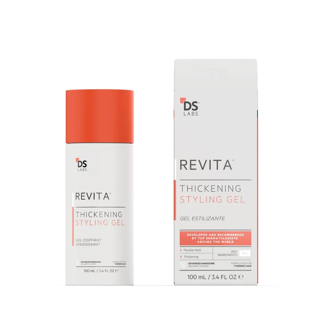Dependable DS Labs Revita Hair Styling Gel for All Hair Types - Medium Hold Volumizing Thicker Looking Finish With Ginseng Zinc Caffeine Water Based No Contemporary