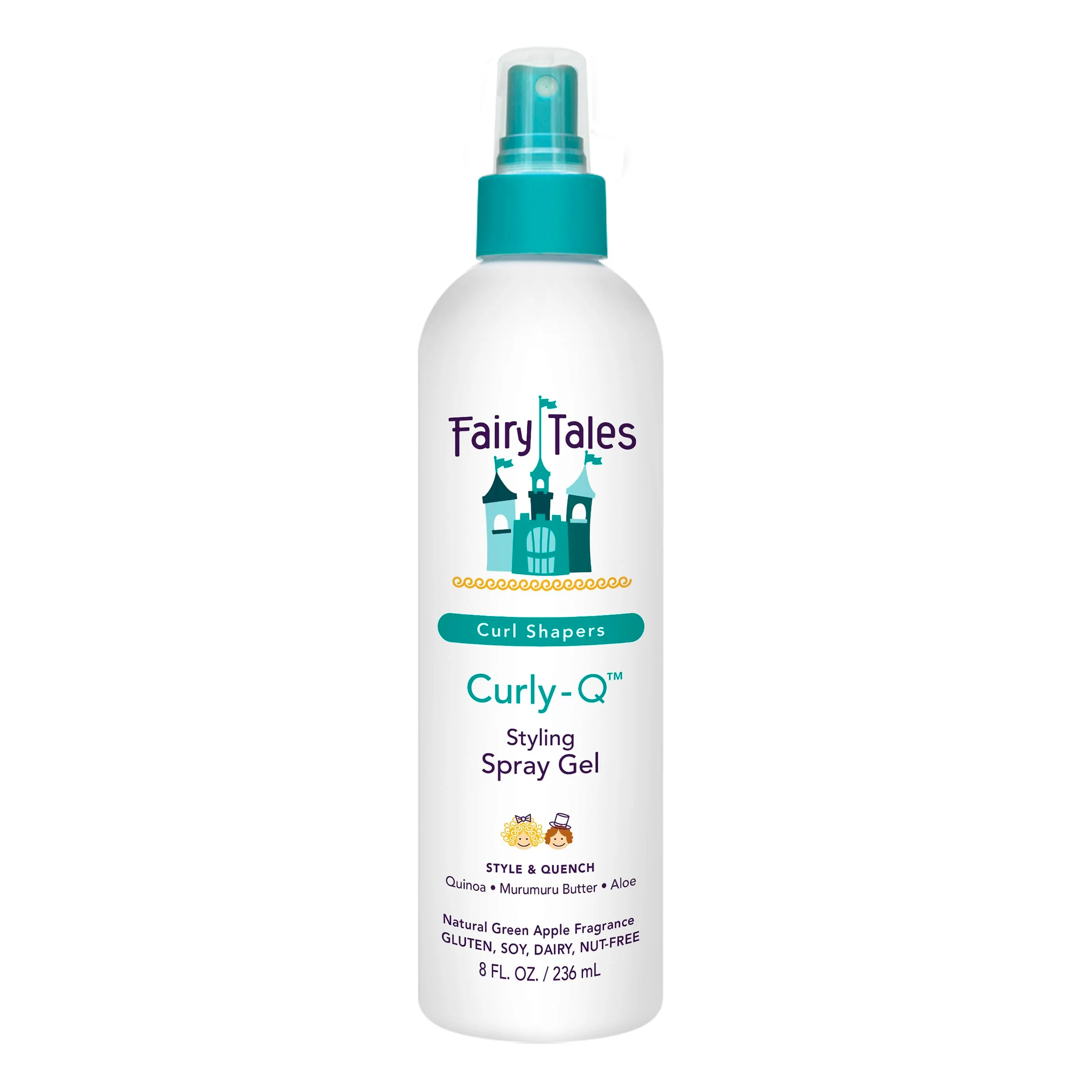 Fashionable Fairy Tales Curly Q Kids Styling Spray Gel - Paraben Sulfate Gluten and Nut - For all Types of Curls Including Multi Cultural Hair - 8oz. Official