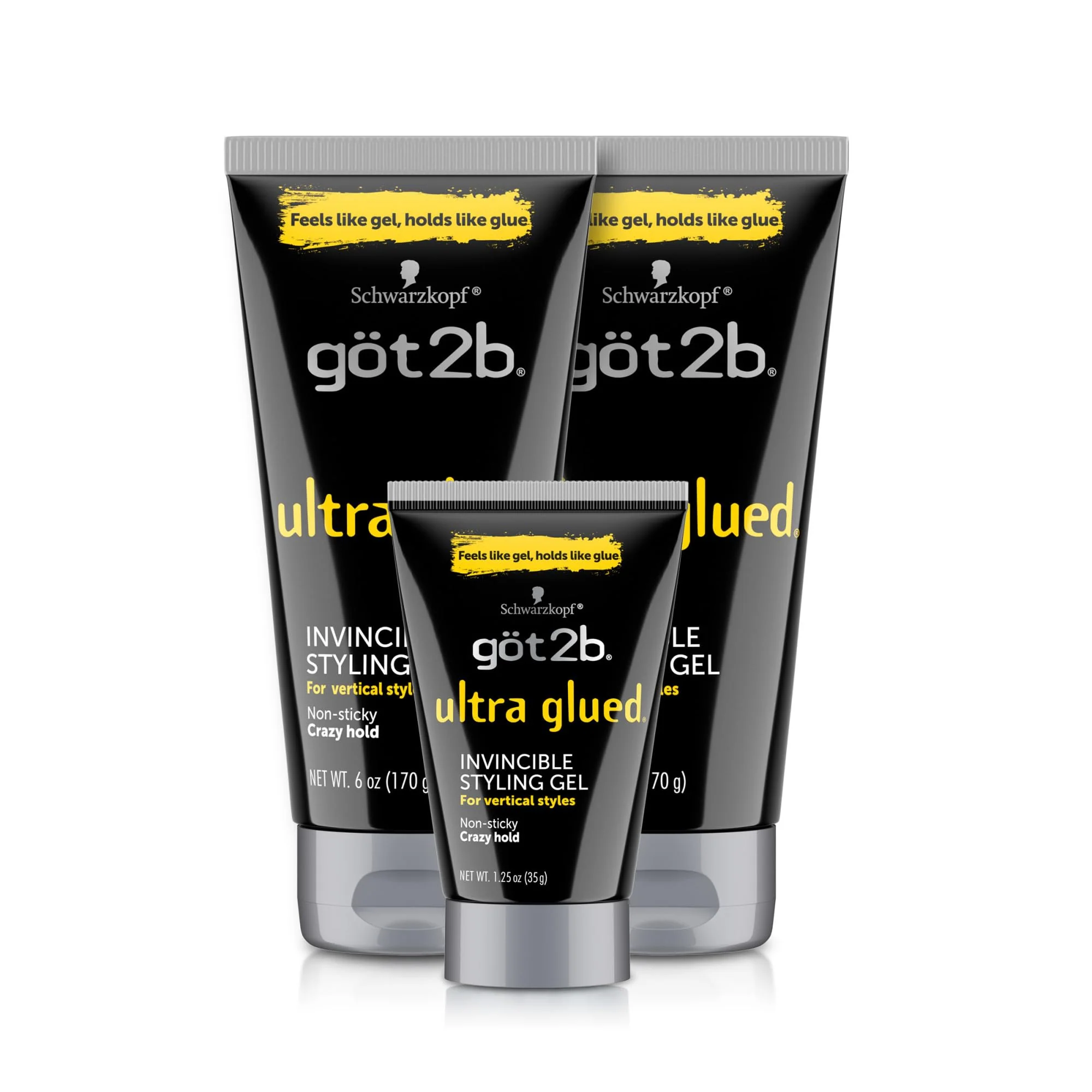 Minimalist got2b Ultra Glued Invincible Styling Gel Set 6 Fl Oz 2-Tube 1.25 Fl Oz Travel Size Hair Gel for Men and Women with Extra Strong Hold Genuine