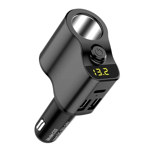 Green Maxbell Car Charger Adapter FM Transmitter Cigarette Lighter with Digital Display Fine