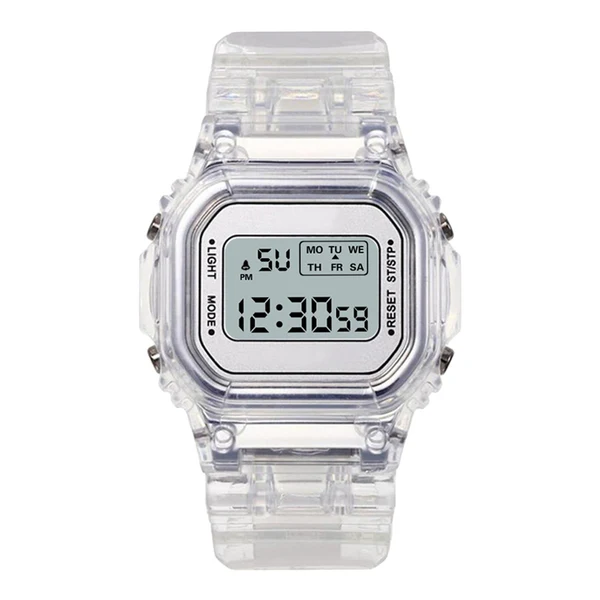 User-Friendly Maxbell Transparent Sport Watch Digital LED Waterproof Wristwatch Gift White Modern