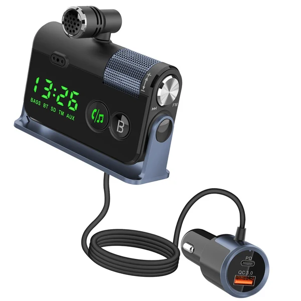 Fashionable Maxbell Bluetooth 5.0 FM Transmitter Wireless Car Kit USB Charger for Car Smartphone Pearly Blue Eco-Friendly