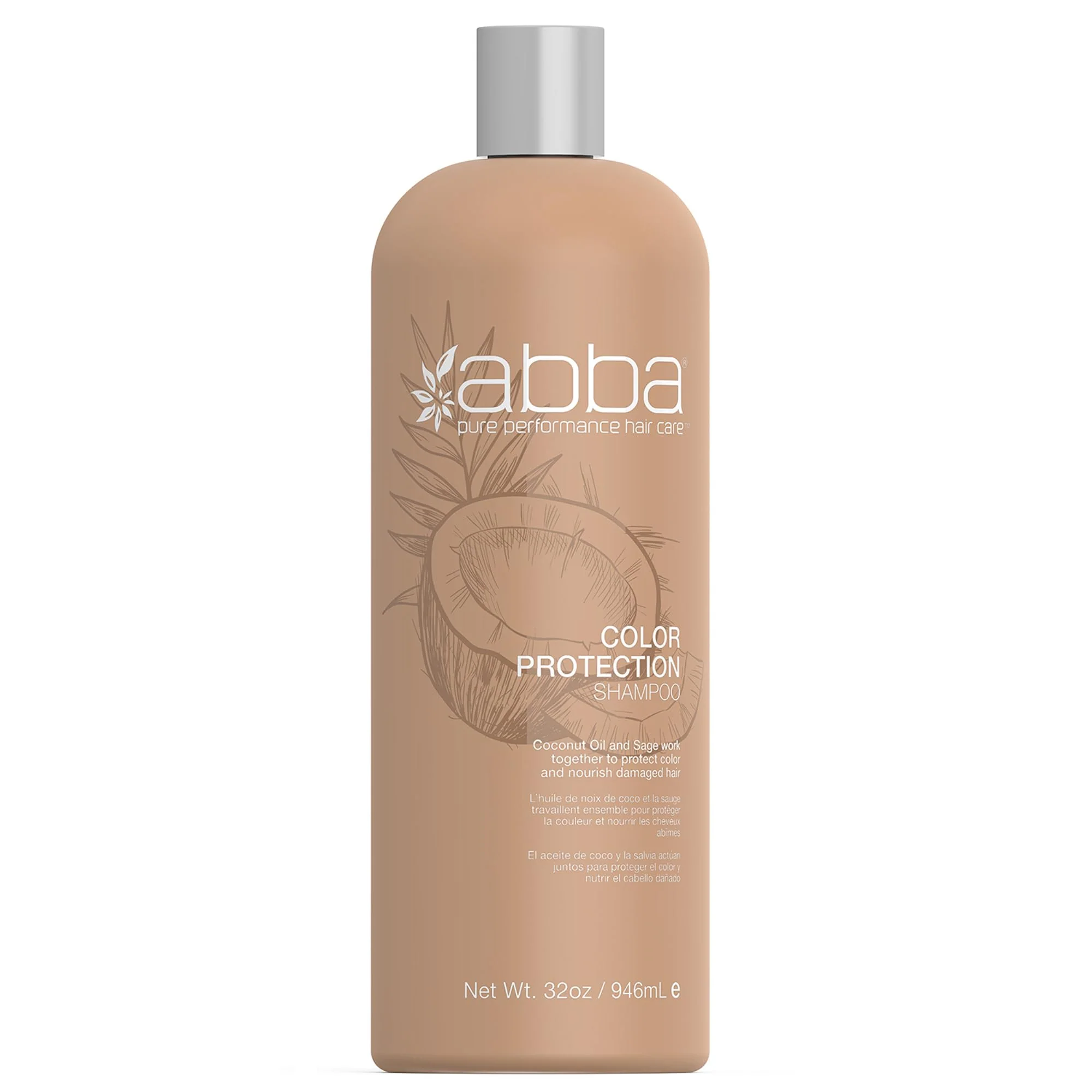 Carefully Designed ABBA Color Protection Shampoo Coconut Oil Sage 32 Fl Oz Crafted