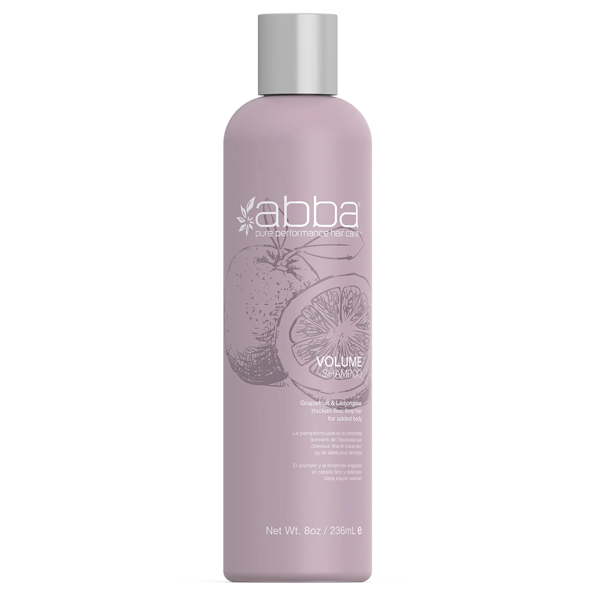 High-Performance ABBA Volume Shampoo Grapefruit Lemongrass 8 Fl Oz Smooth