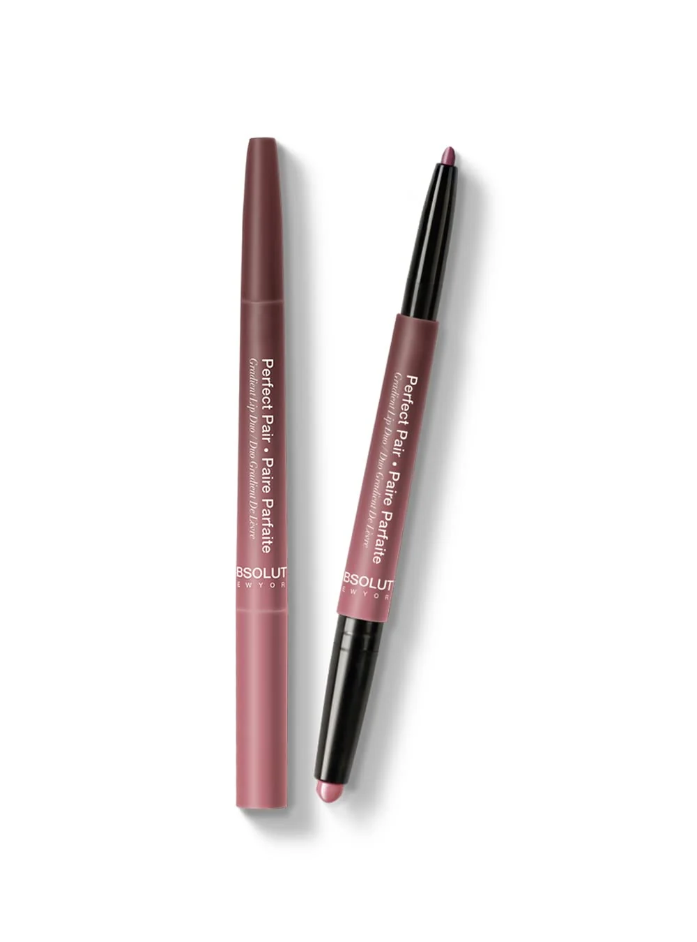 High-End Absolute New York ALD04 Pair Lip Duo Fuller and Poutier Lips Deeper Shade For Lip Contouring Satin Lipstick and Lip Liner Recyclable
