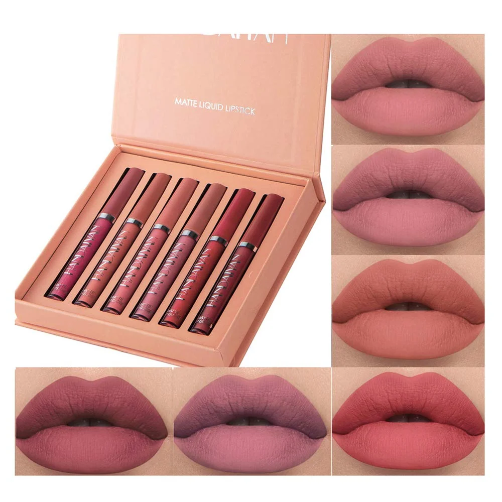 Expertly Made 6Pcs Matte Liquid Lipstick Makeup Set Matte liquid Long-Lasting Wear Non-Stick Cup Not Fade Waterproof Lip Gloss Set B Casual