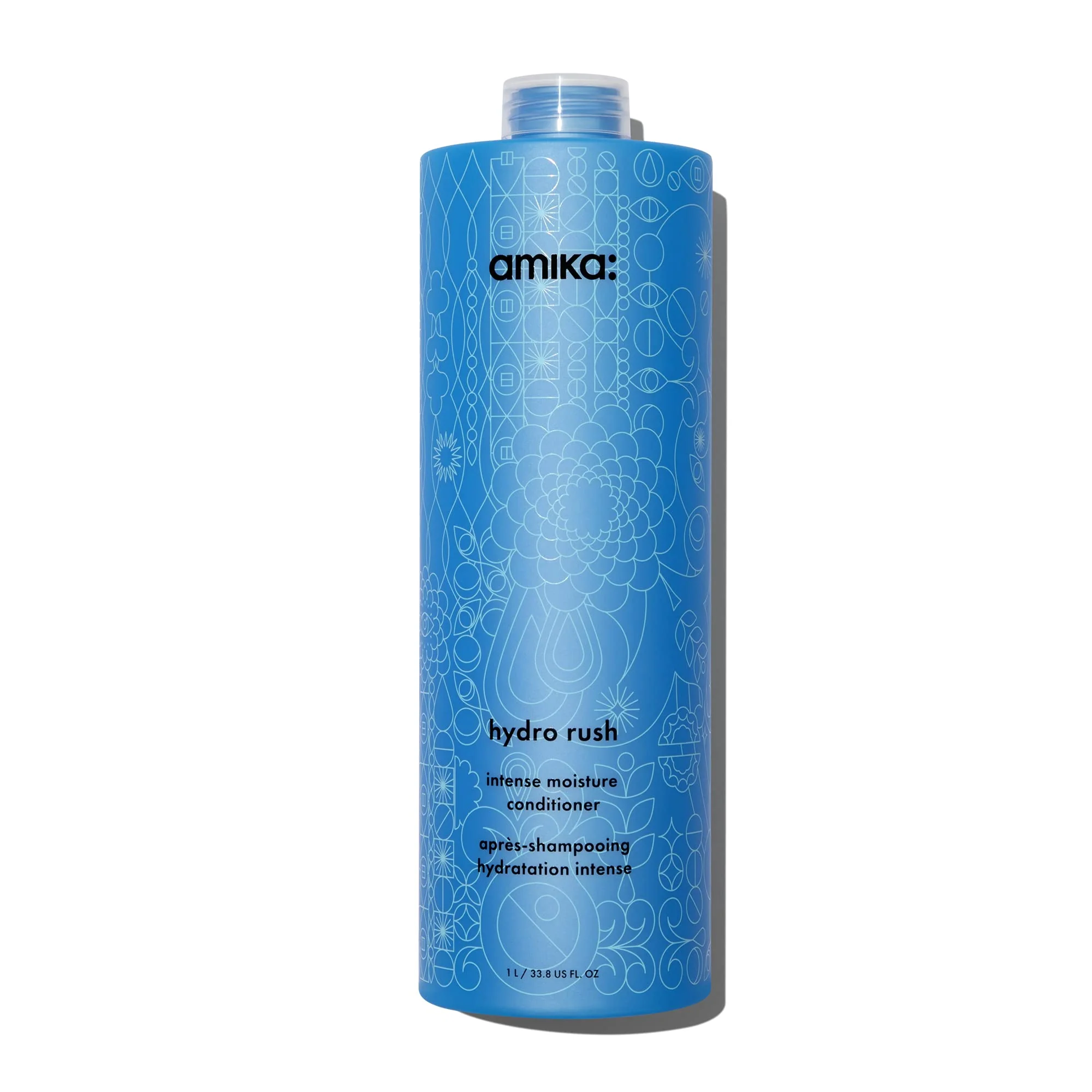 Professional amika hydro rush intense moisture conditioner with hyaluronic acid 1000ml for dry textured or coarse hair types 2a-4c long-lasting hydration Superior