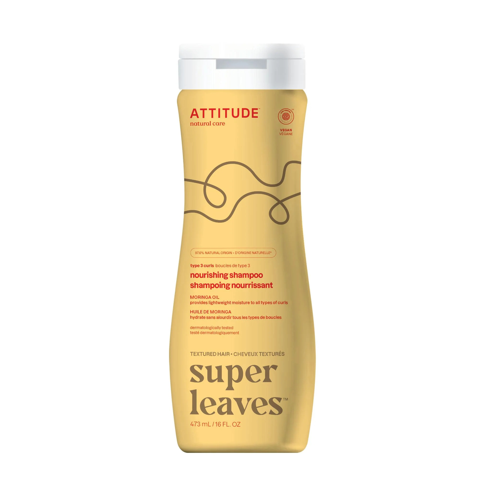 Original Design ATTITUDE Nourishing Shampoo for Curly Hair with Moringa Oil EWG Vegan and Naturally Derived 3a 3b 3c Curl Type Provides Lightweight Elite