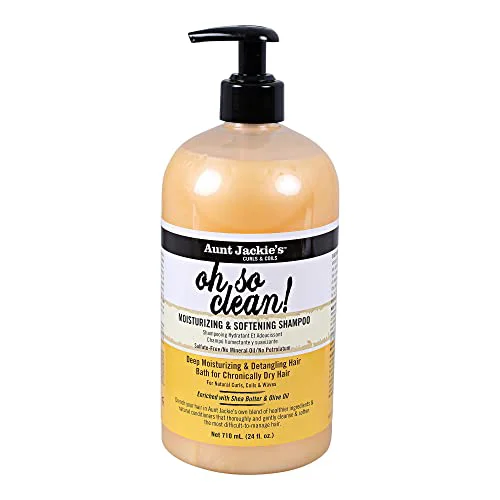 Superior Aunt Jackie's Curls and Coils Oh So Clean Large 24oz Family Sized Pump Deep Moisturizing and Softening Hair Shampoo for Natural Curls Coils Authentic