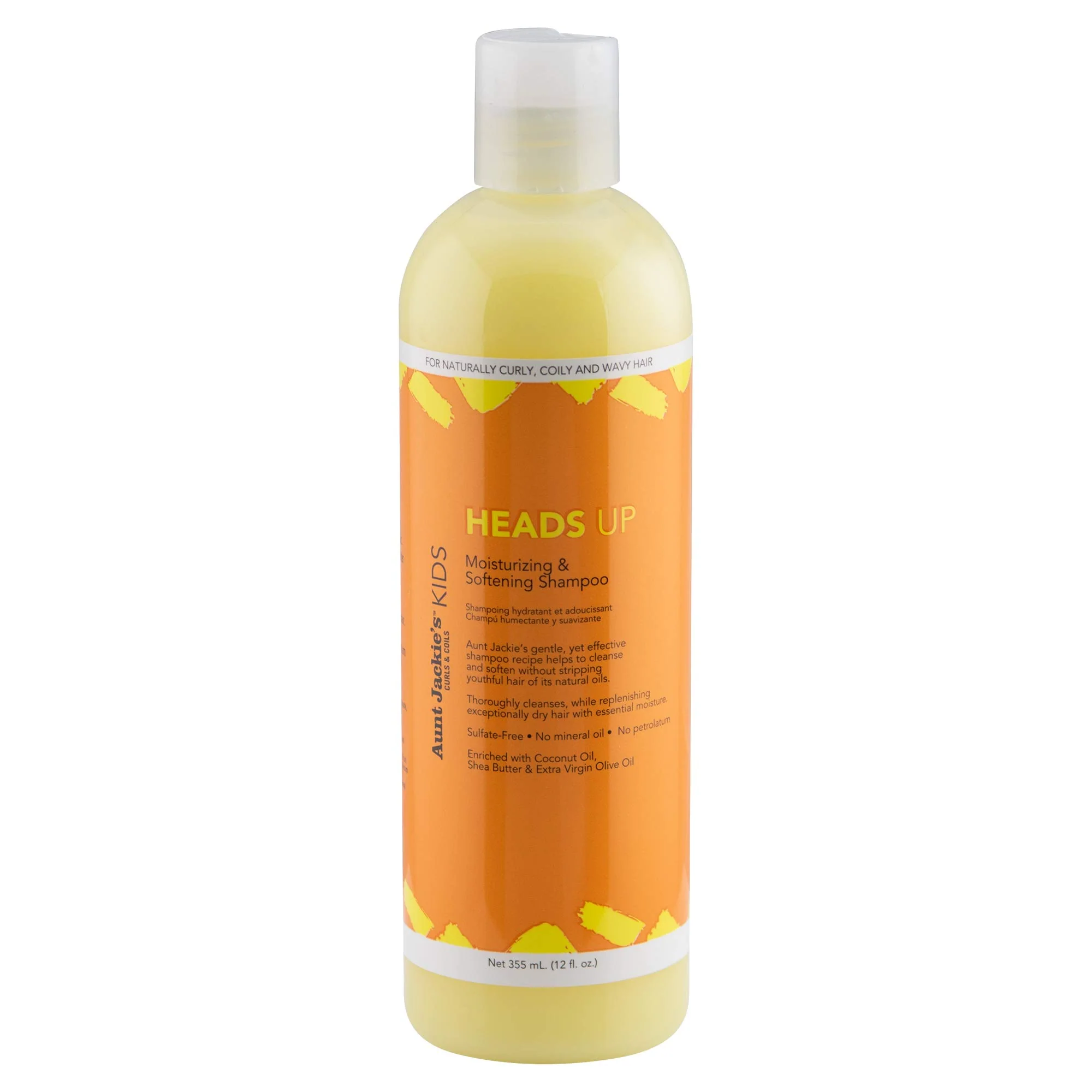 Minimalist Aunt Jackie's Kids Heads Up Moisturizing and Hair Softening Shampoo for Naturally Curly Coily and Wavy Hair 12 oz High-Grade