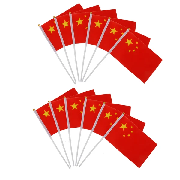 Traditional Maxbell 12pcs Hand Waving China Flags Solid