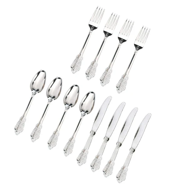 Clean Maxbell Disposable Cutlery Plastic Forks Spoons Knifes Party Decor Silverware Silver Professional