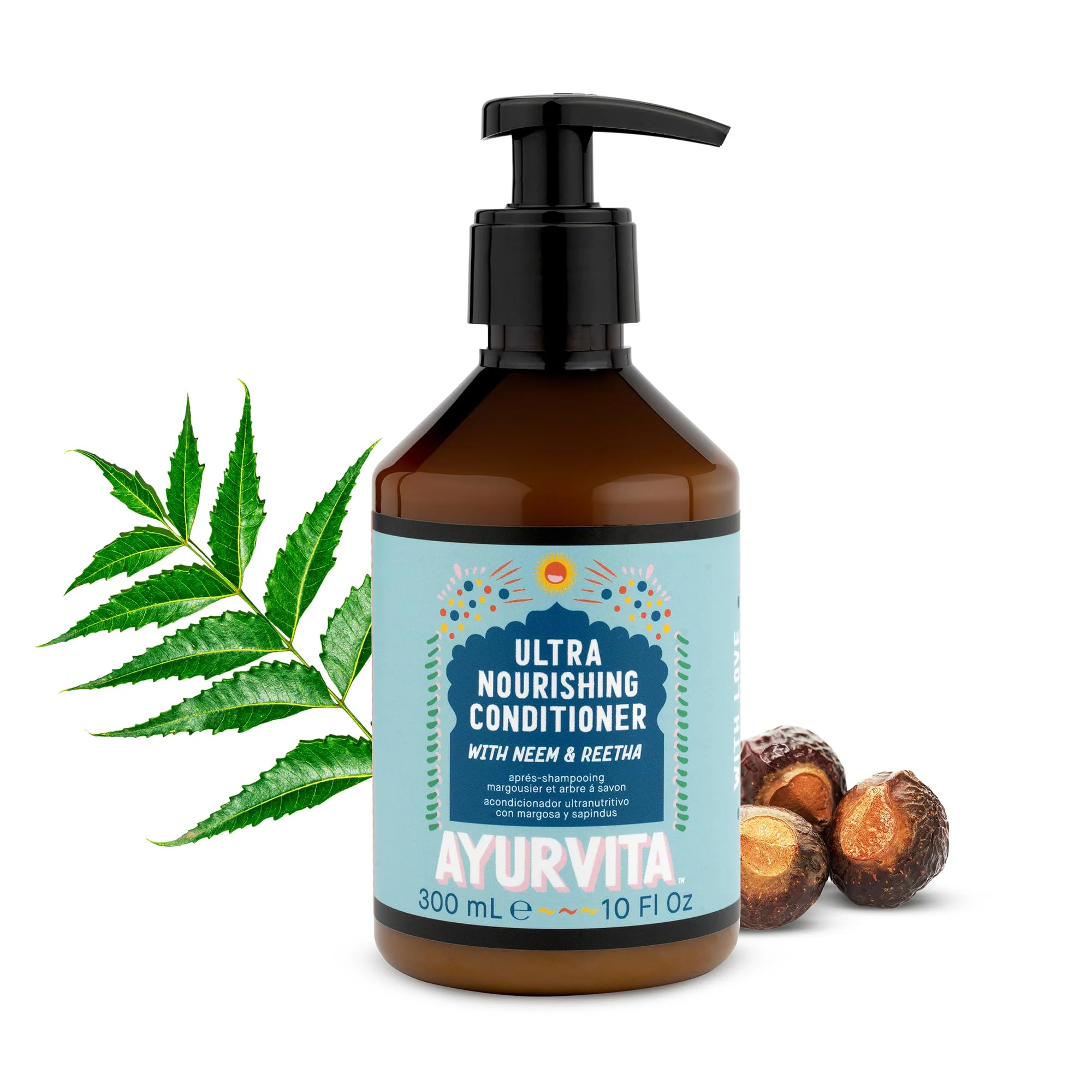 Green AyurVita Ultra Nourishing Conditioner with Neem Reetha - Gentle Daily Conditioning for All Hair Types - Nourishes Scalp and Roots - Natural Healthy