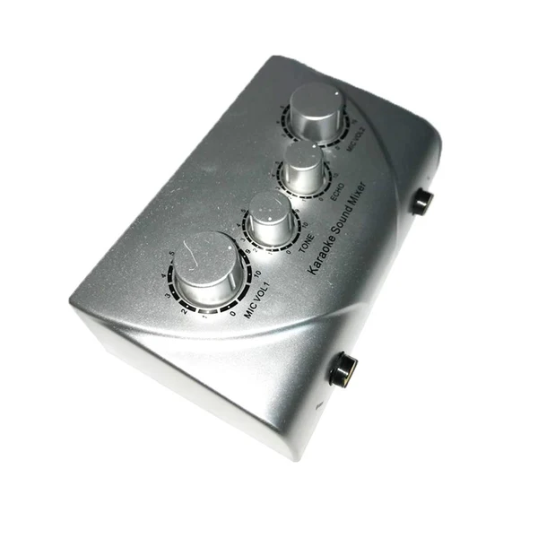 Natural Maxbell Karaoke Audio Sound Echo Mixer with Dual Channel of Microphone silver Fast
